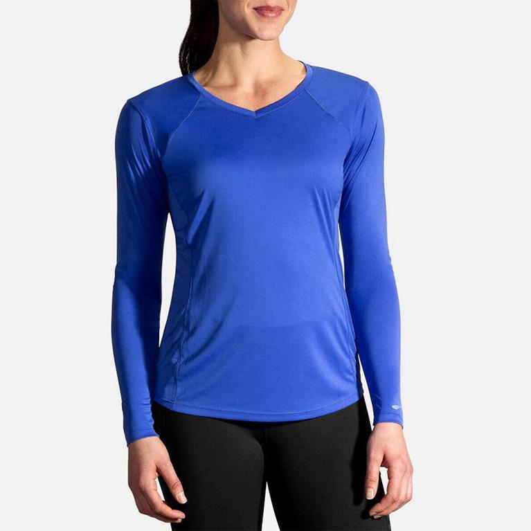 Brooks Stealth Long Sleeve Running Shirt - Women's - Blue (93841-YGZA)